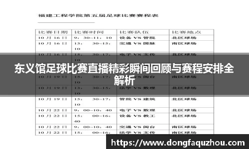 东义馆足球比赛直播精彩瞬间回顾与赛程安排全解析